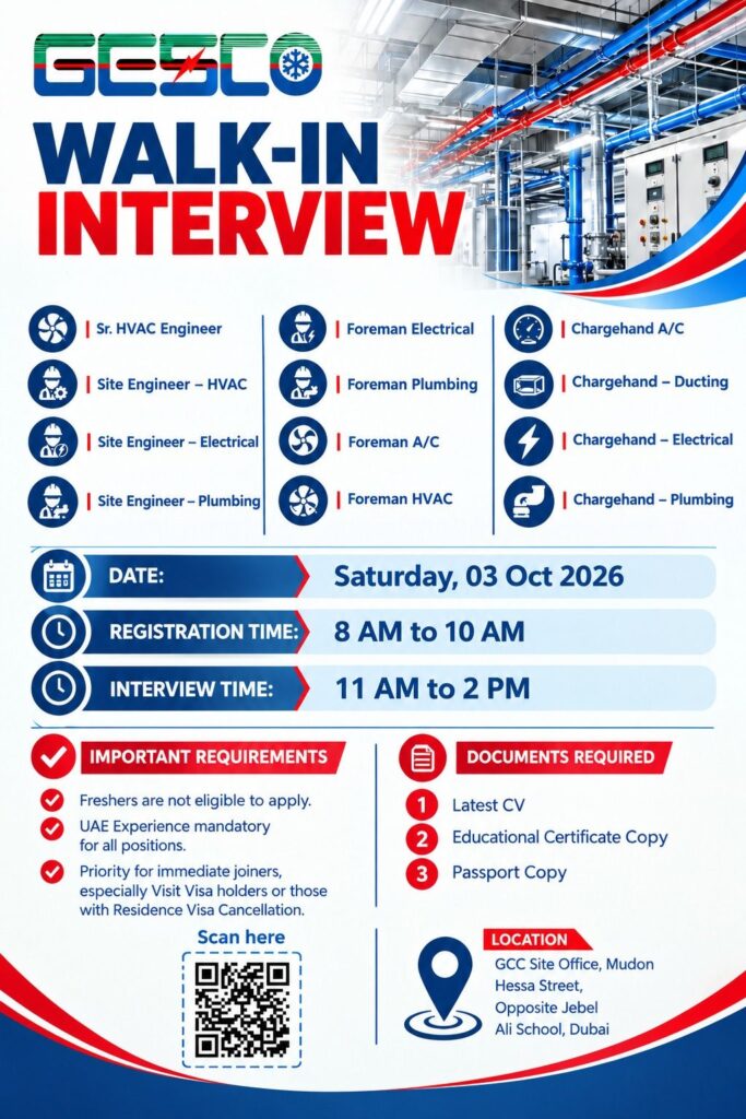 GESCO walk in interview Dubai poster – 3 Oct 2026