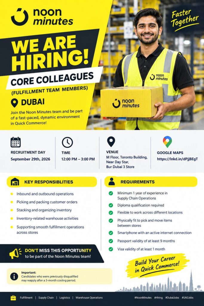 Noon Minutes walk in interview Dubai poster – 29 Sep 2026