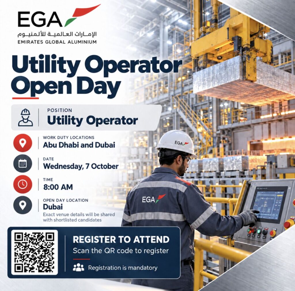 Emirates Global Aluminium walk in interview Dubai poster – 7 Oct 2026