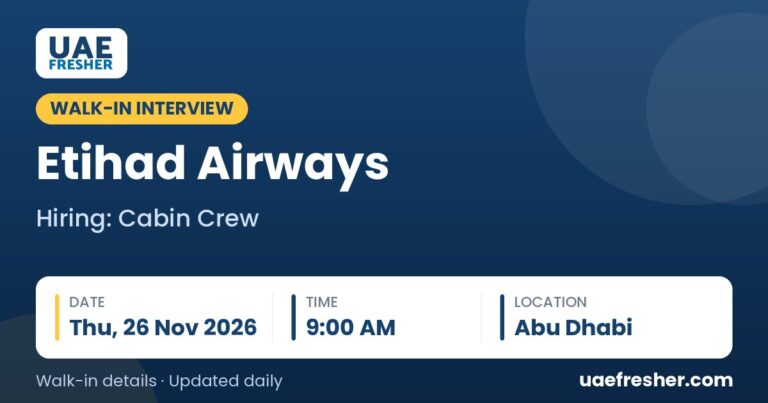 Etihad Airways walk in interview Abu Dhabi – Thu, 26 Nov 2026