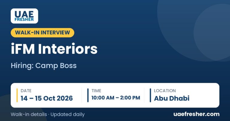 iFM Interiors walk in interview Abu Dhabi – 14 – 15 Oct 2026